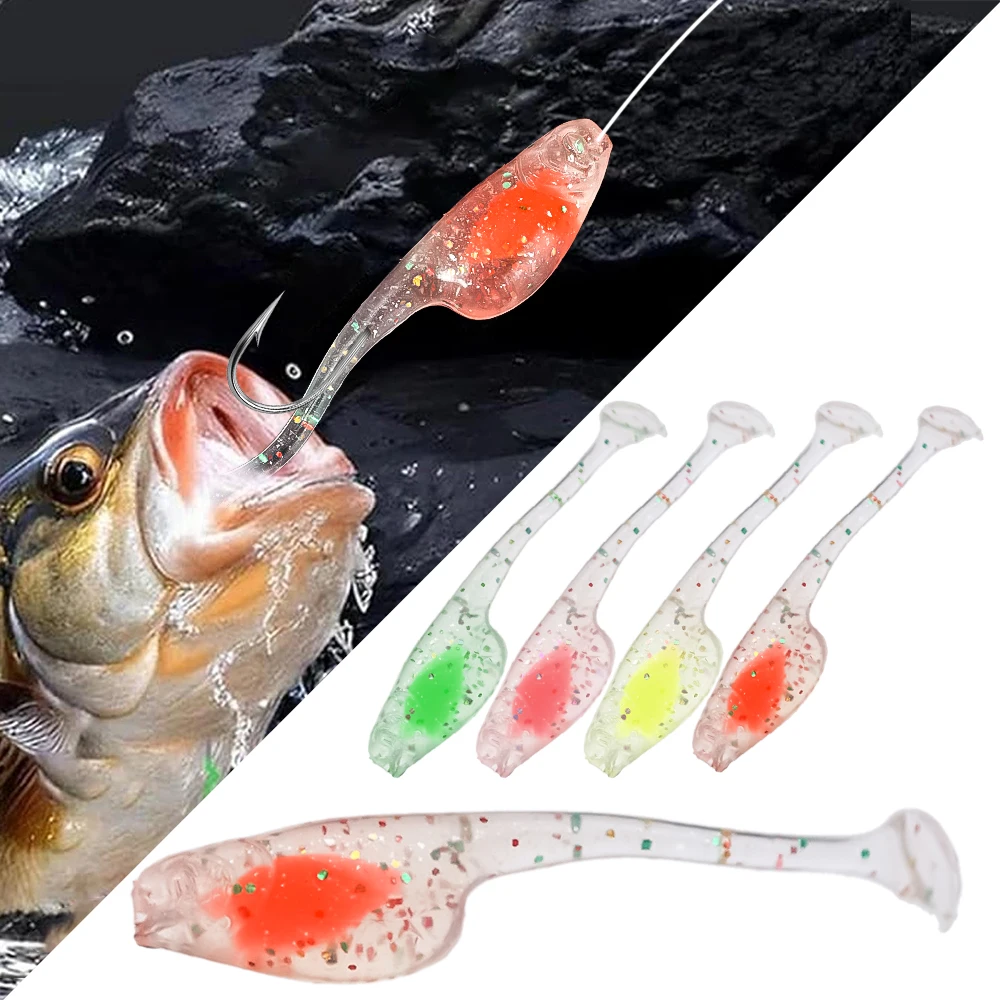 Mini-simulation Tadpole Floating Channel Soft Bait Boxed TPE Rubber T-tail Perch Bait Freshwater Sea Fishing Tadpole Baits