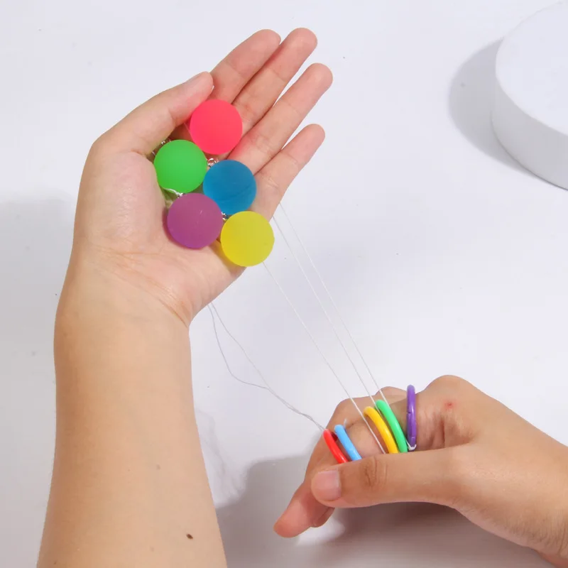 Jouets nostalgiques d'enfance, balles rebondissantes pour enfants, jeu de sport à doigts colorés, jouet interactif, petit cadeau, 5 pièces
