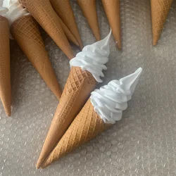 Artificial Ice Cream Cones Fake Food Model Display Total White 2pcs/Set With Bracket Holder Chocolate Fuax Icecream Simulation