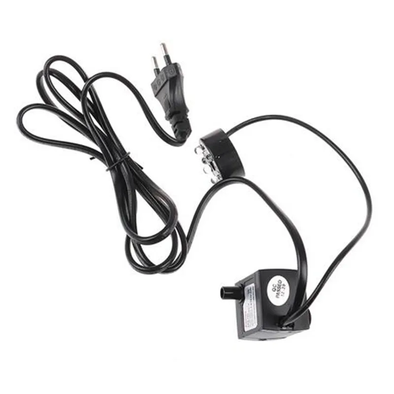 Submersible Aquarium Glow Fountain Pump with 4 LED Lights EU Plug 220V 3W for Pond Rockery Water Feature Landscaping