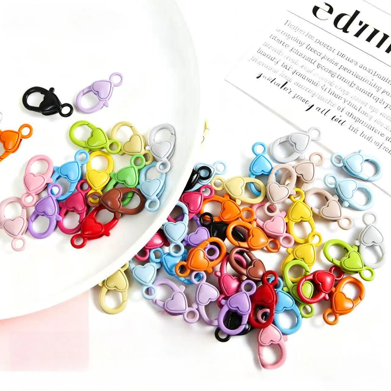 10/30/50pcs Vintage Heart Lobster Clasp Hook Carabiner for DIY Jewelry Bracelet Necklace Keychain Making Accessories Finding