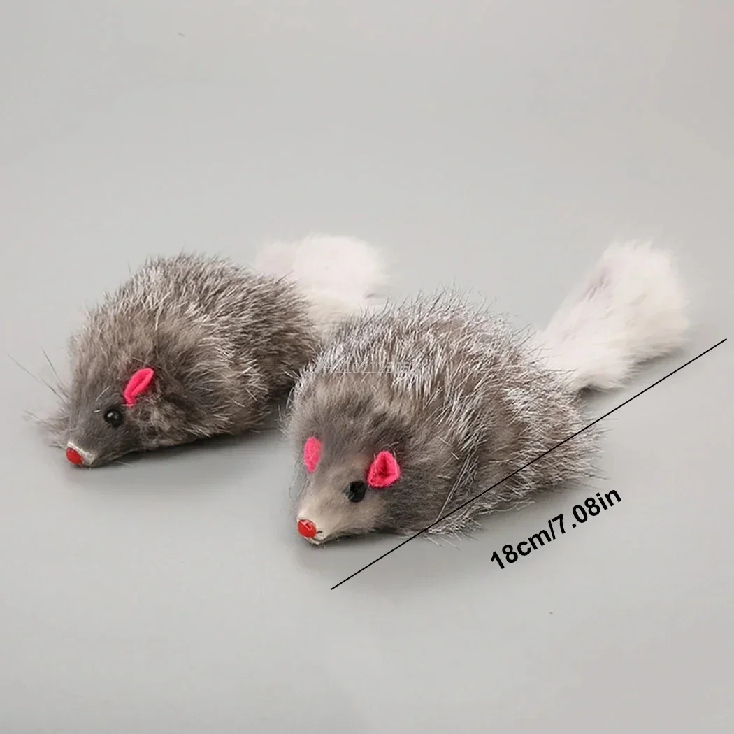 1/5PC Cat Mice Toys False Mouse Cat Toy Long Tail Mice Soft Real Rabbit Fur Toy For Cats Plush Rat Playing Chew Toy Pet Supplies