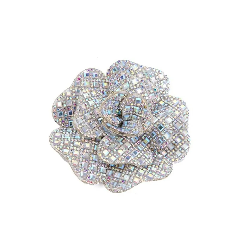 3D Design Rhinestone Flower Patches Embellishment Badge Corsage Style Fabric Embellishments Self-Adhesive DIY Craft