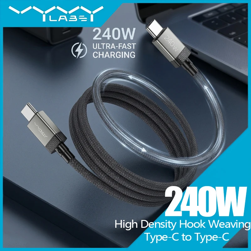 Vyvylabs 6er-Pack 240W USB Typ-C zu USB-C Schnellladekabel Datensynchronisationskabel für MacBook iPad iPhone 15 16 17 Pro Xiaomi Samsung