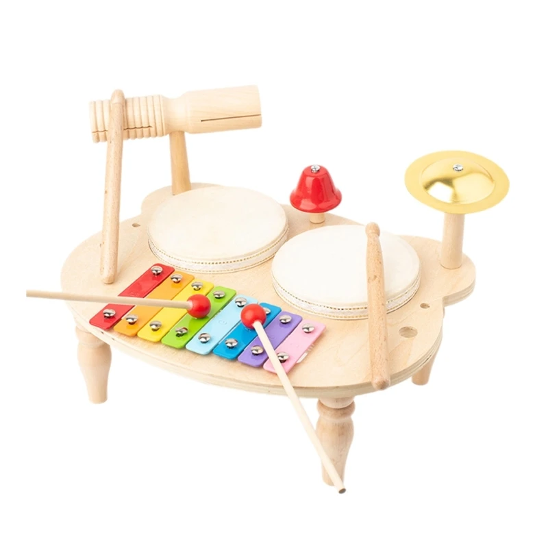 Orff Drum Set Toy for Kids Early Education Music Percussion Toy Harp Piano Music Instrument Toy Baby Sensory Music Gift D5QA