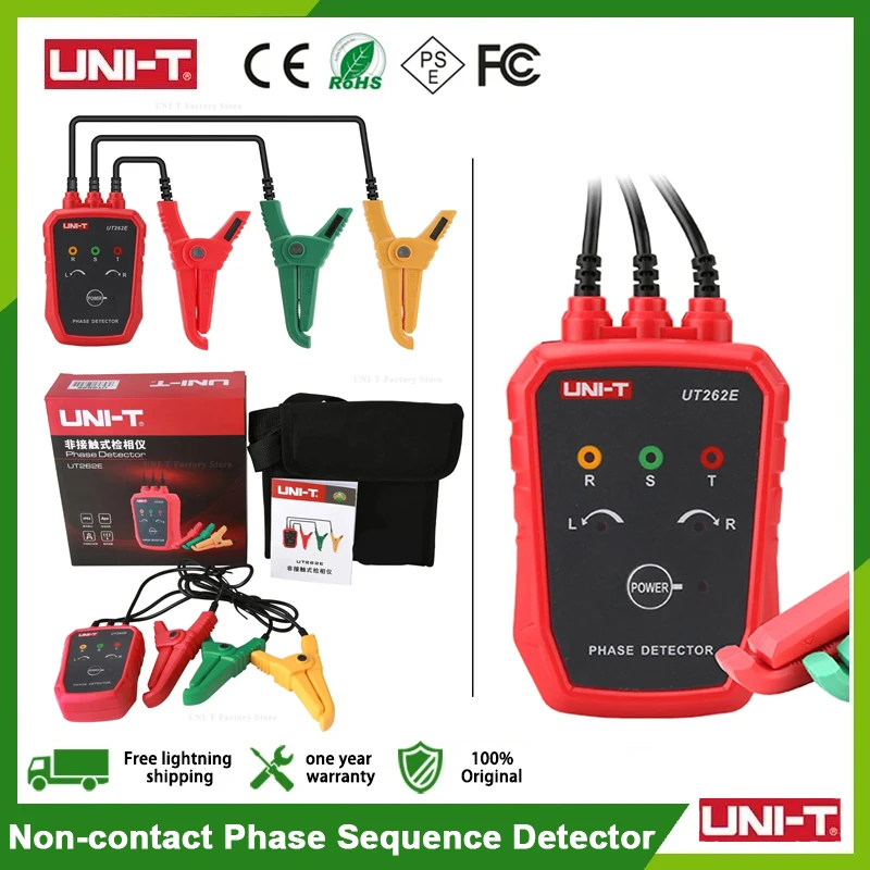 UNI-T Non-contact Phase Sequence Detector UT262E Breakpoint Finder Power＆Circuit Inspection AC 70-1000V Three-Phase MotorTester