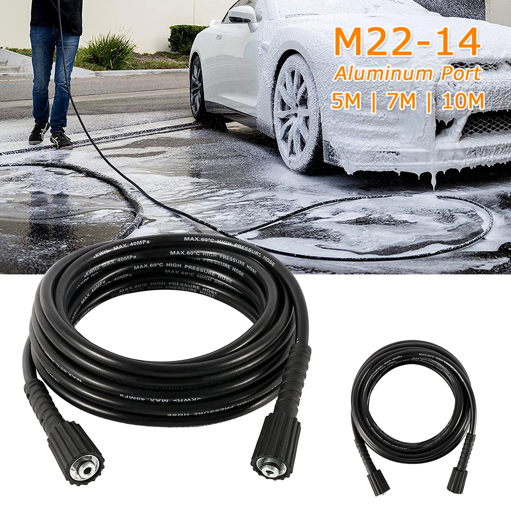 High Pressure Washer Hose Replacement Hose Quick Connect Wash Extension Hose with Bend Restrictors for Car Motorcycle