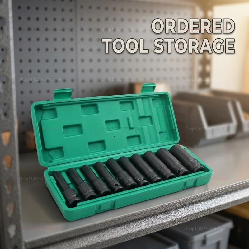 10pcs Socket Wrench Set 8-24mm Adjustable Pneumatic Hand Tools Automotive Mechanical Repair Kit for Garage Workshop Maintenance