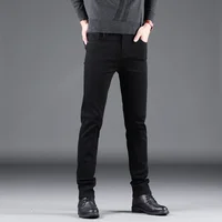 Jean Slim noir pur pour hommes, pantalon droit élastique, mode Business, loisirs, Vintage coréen, Denim, nouvelle collection printemps automne 4