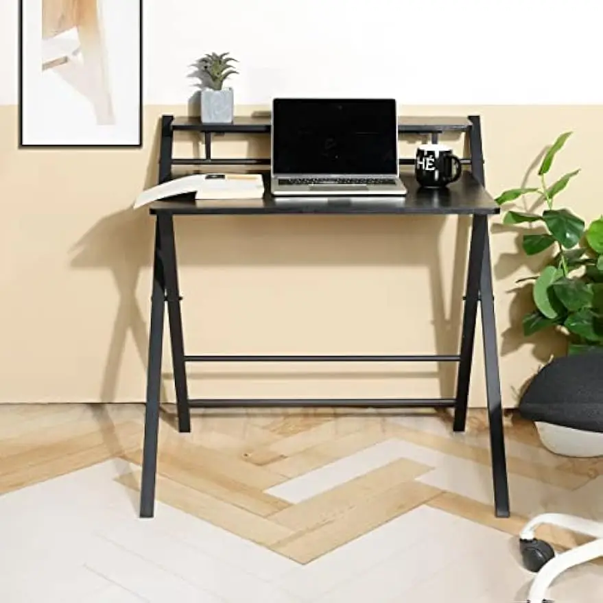 32.1 ''Klapp schreibtisch, 2-stufiger faltbarer Schreibtisch, der Platz für das Home-Office-Studium spart, Metallrahmen