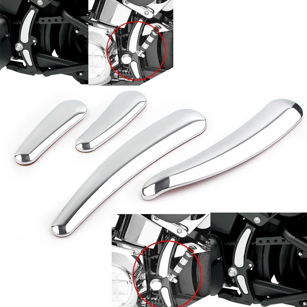 4Pcs Motorcycle Chrome Curved Swingarm Frame Insert Set Decorative Trim For Harley Davidson Softail Models 2008-up