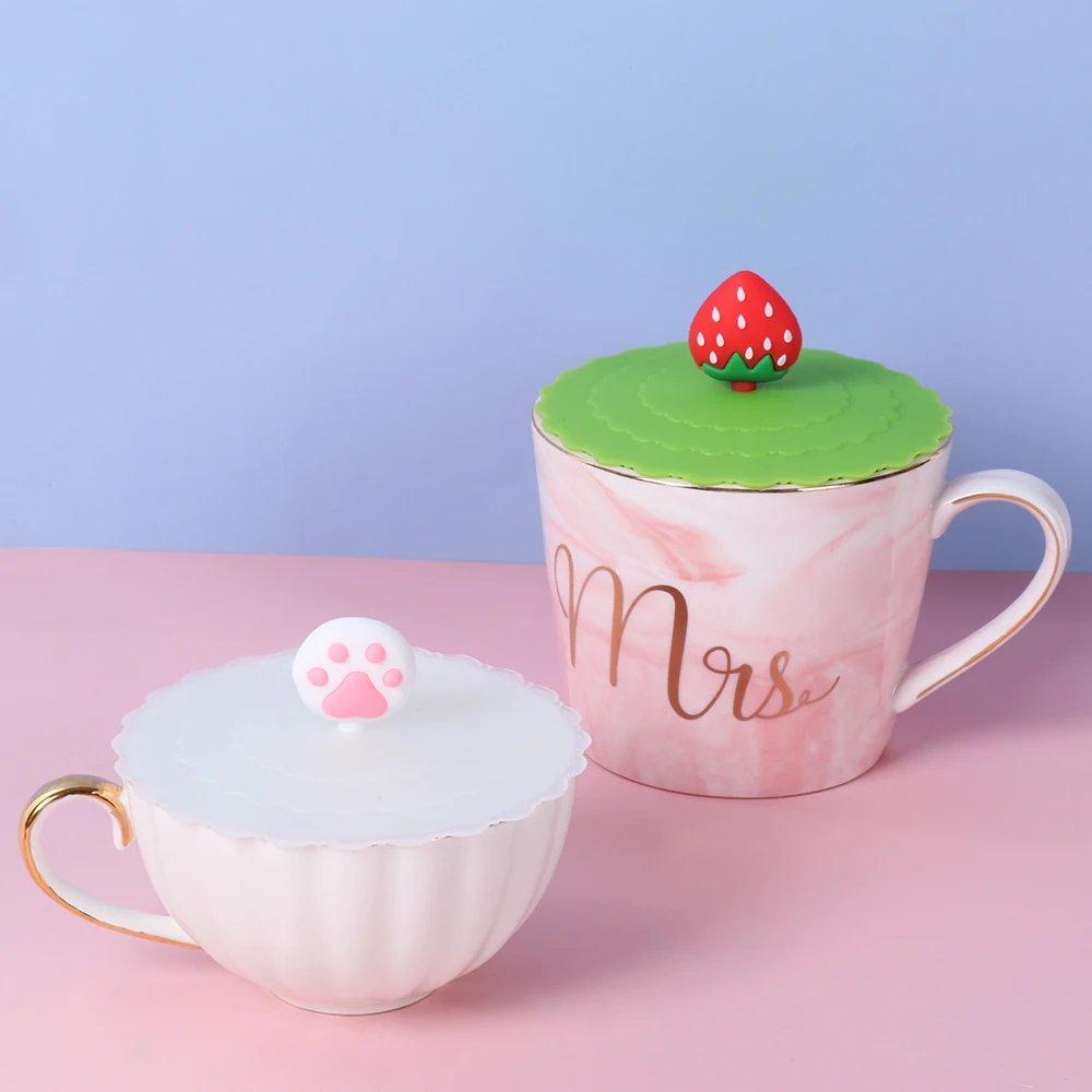 New Tea Coffee Lids Reusable Leakproof Suction Cup Cover Dustproof Silicone Cup Cover