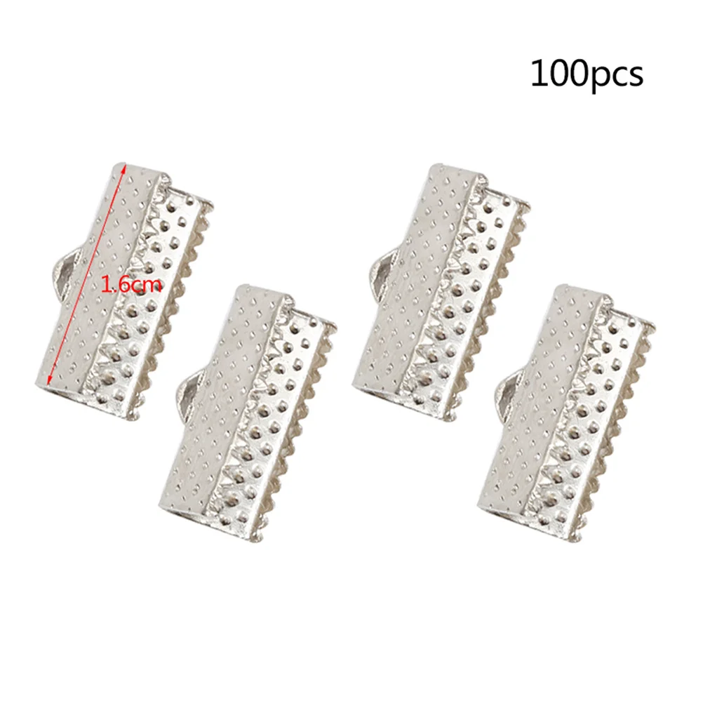 100 قطعة 1.6 سنتيمتر الحبل ينتهي أبازيم سستة كليب إخفاء المتوترة الشريط ينتهي مجوهرات اكسسوارات الأبيض السحابة المشابك Mazi أبازيم #4