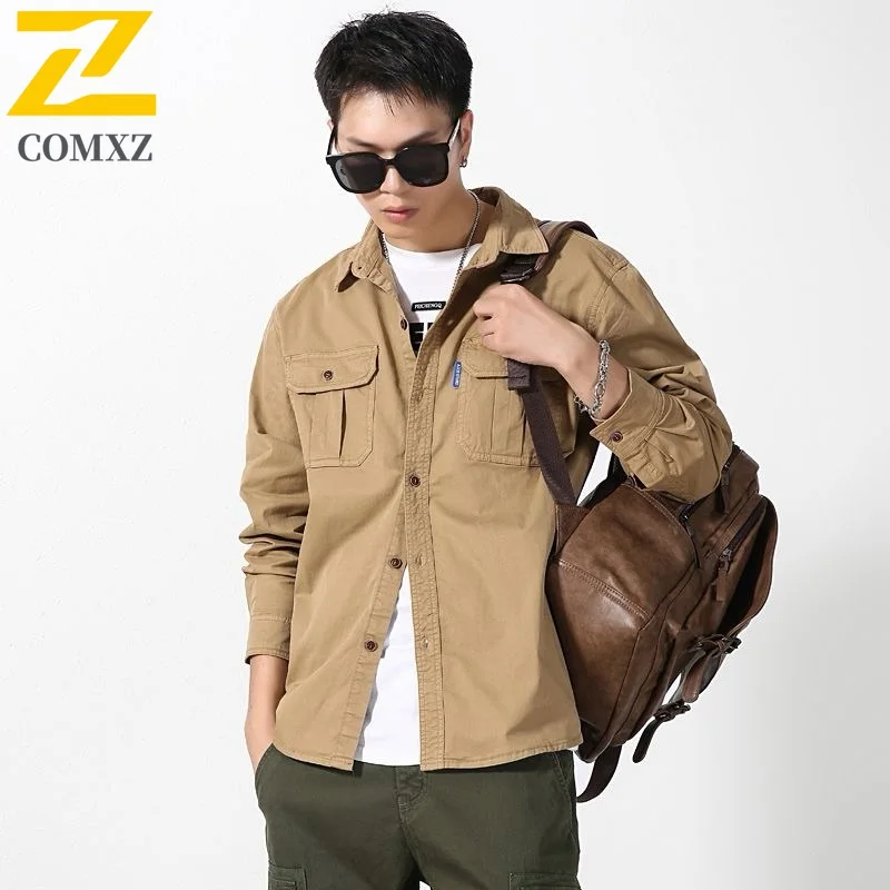

Men Loose Plus Size Jackets Lightweight Casual Outdoor Multi Pocket Travel Hiking Camping Windbreaker Jacket Autumn Tooling Coat