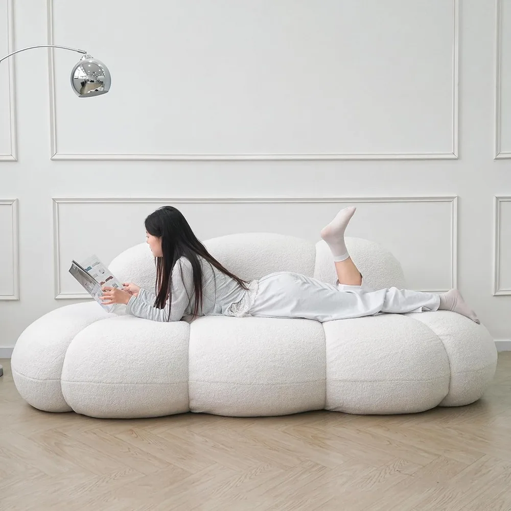 

"90" Curved Cloud Couch - Boucle 3-Seater Sofa for Living Room, Cozy Boneless Design"​