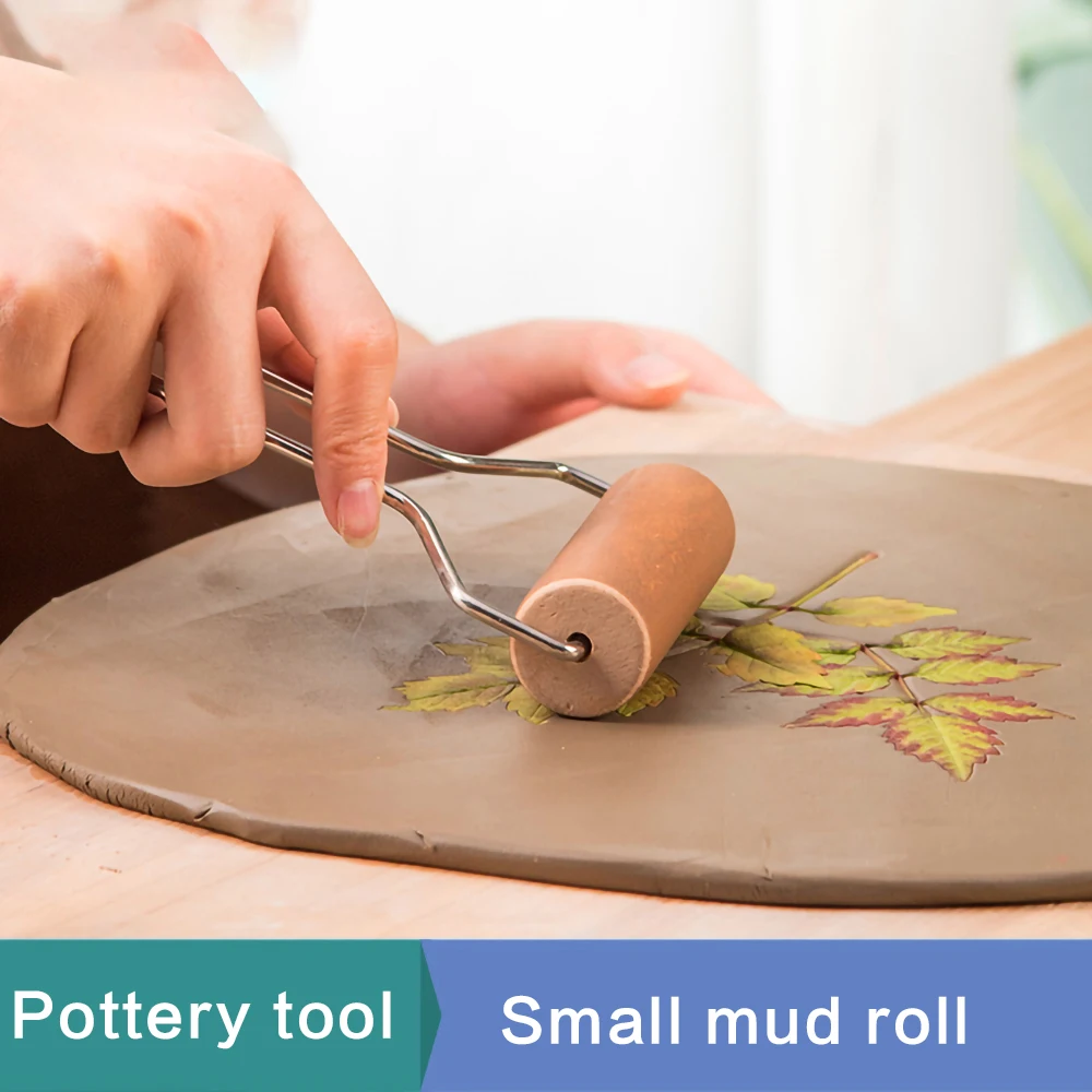 

Wooden Pottery Tool for Clay - Small Embossing Flattening Rolling Forming Mud Tool for Craftsmen And Artists