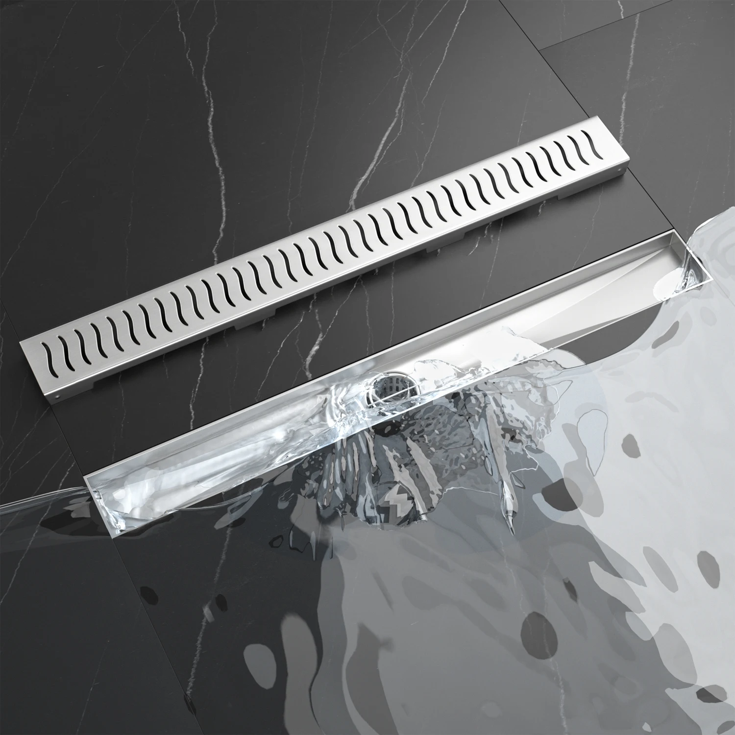 Customizable Length 304 Stainless Steel Linear Shower Drain V-Shaped Channel with Enhanced Drainage Efficiency