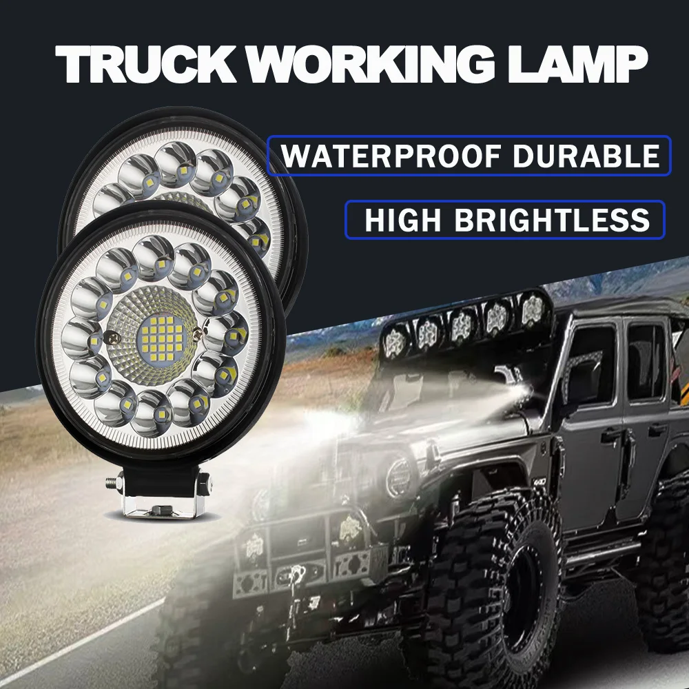 Auto Work Light 99W Led Light Round Square LED Offroad LED Bar 4 Inch Spot Flood Fog Lamp12V 24V Off Road 4x4 Headlight