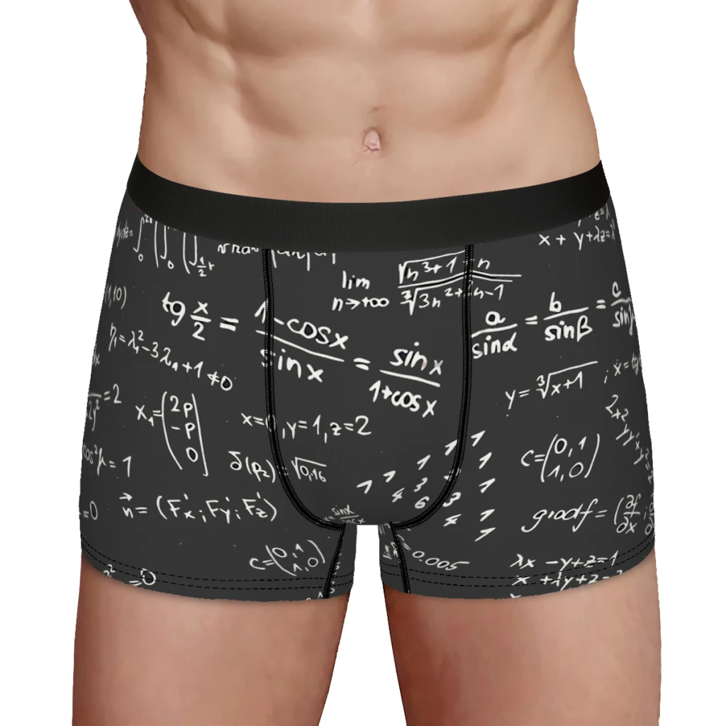 Blackboard With Math Formulas Mathematics Equations Number Underpants Breathbale Panties Men's Underwear