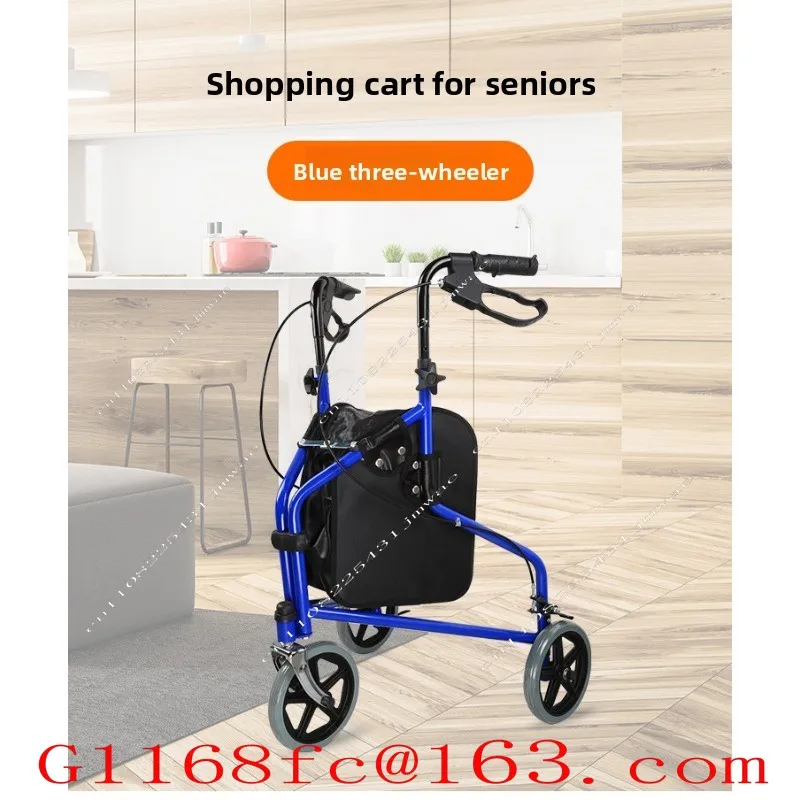 The Elderly Rehabilitation Assistant Trolley Shopping Cart Foldable with Brake Walking Aid Driving Three Wheels