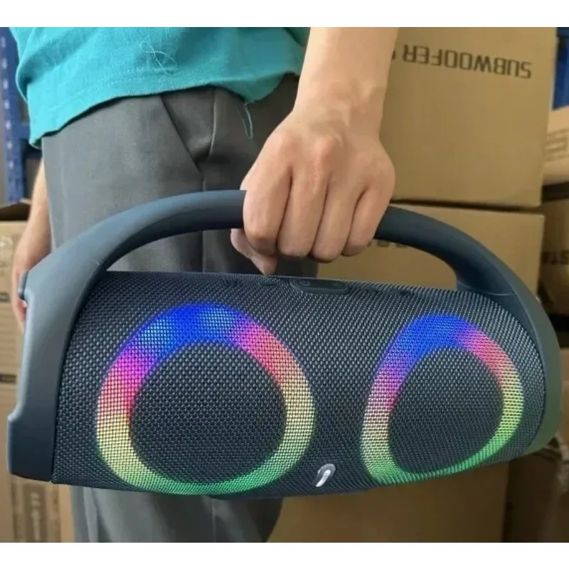 2025 جديد سمّاعات بلوتوث المحمولة RGB ضوء ملون مقاوم للماء مضخم صوت لاسلكي 360 ستيريو المحيطي TWS FM Boombox #1