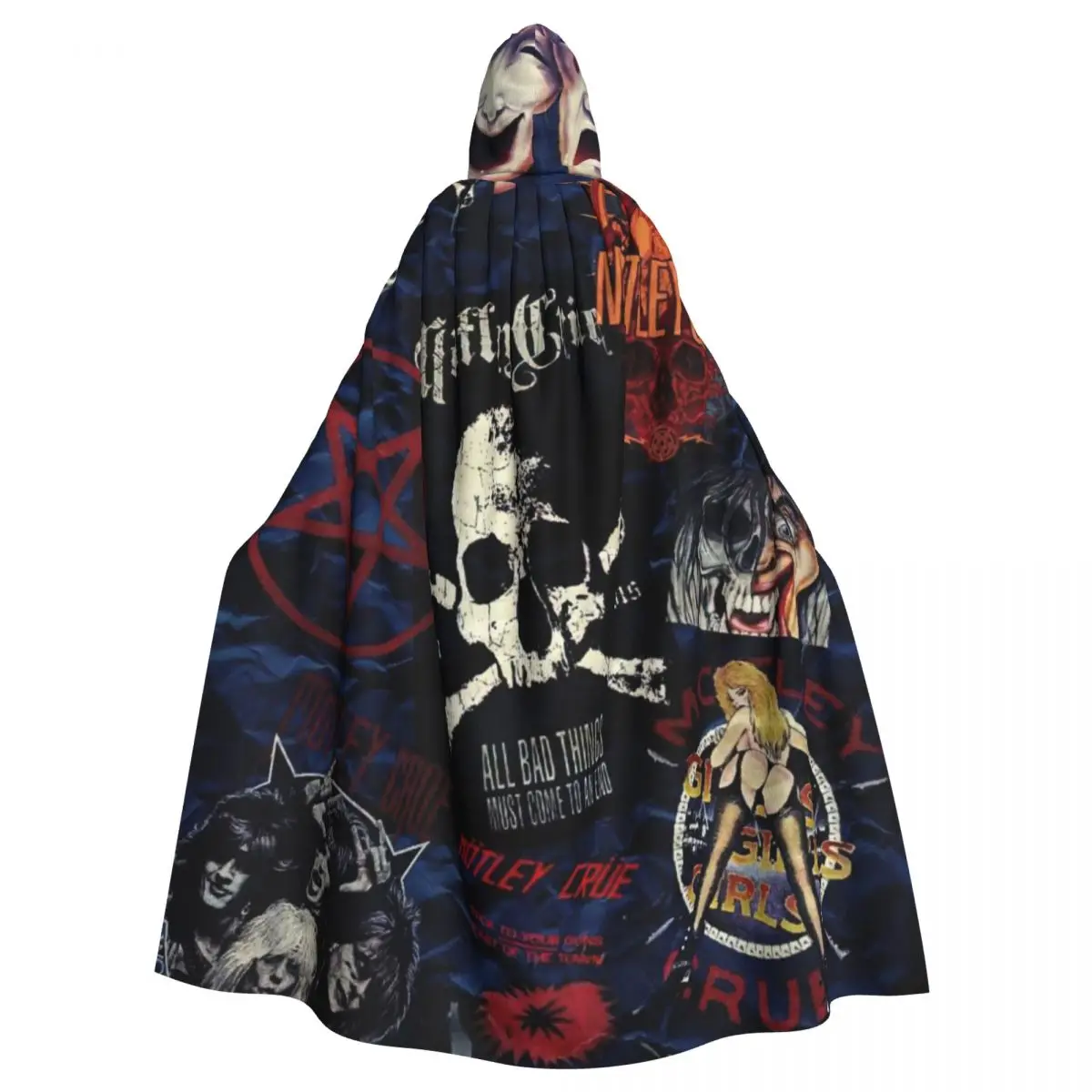 80s Gothic Rock Band Guitar Music Hooded Cloak Halloween Party Cosplay Woman Men Adult Long Witchcraft Robe Hood