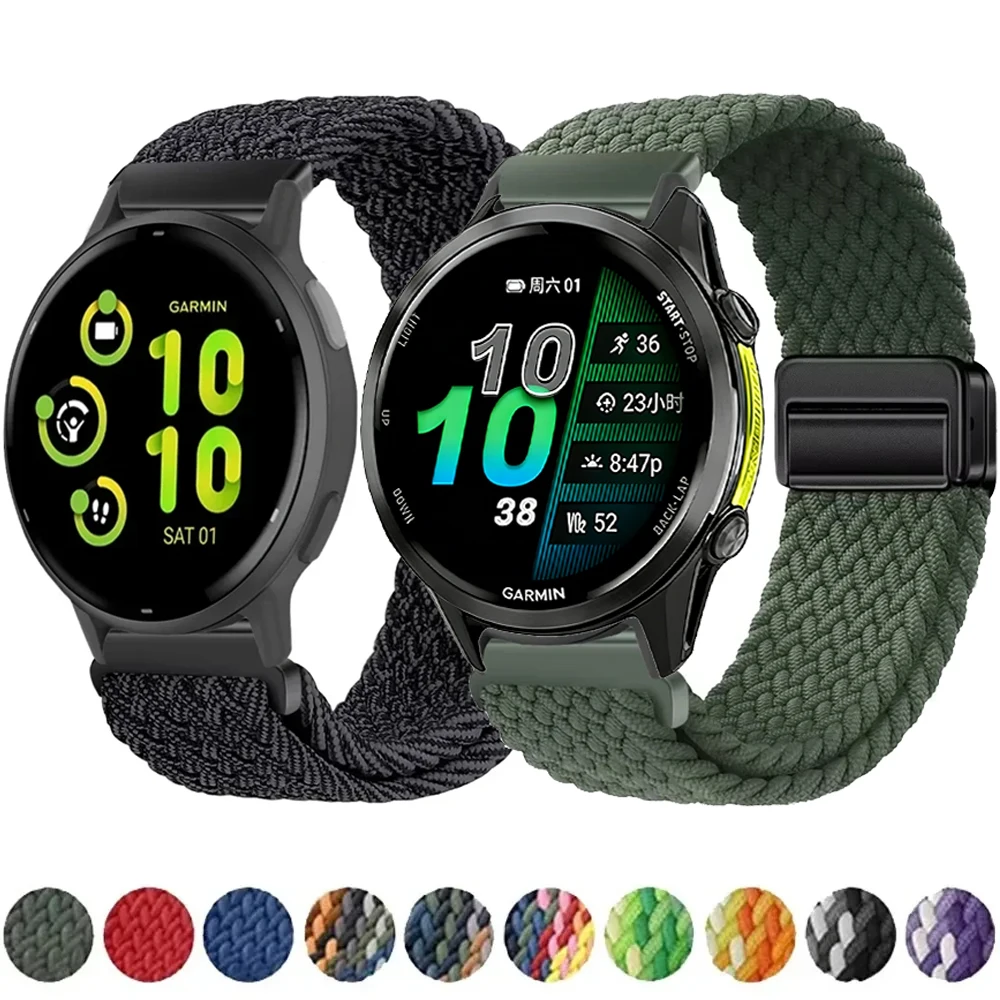 22mm 20mm Nylon-Schlaufenarmband für Garmin Forerunner 970 965 955 265 255 165 55 Magnetisches Geflochtenes Armband Garmin Active 6/Venu 3/2