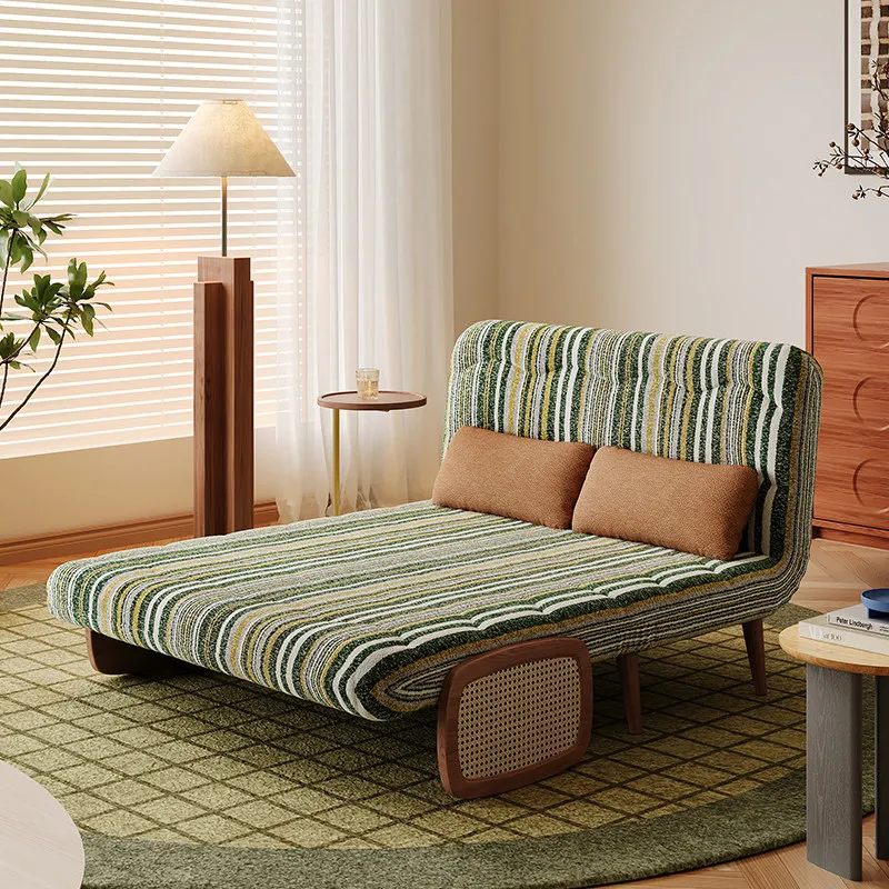 

Cream wind sofa bed folding integrated dual-purpose small apartment living room retro single bed multi-functional sofa