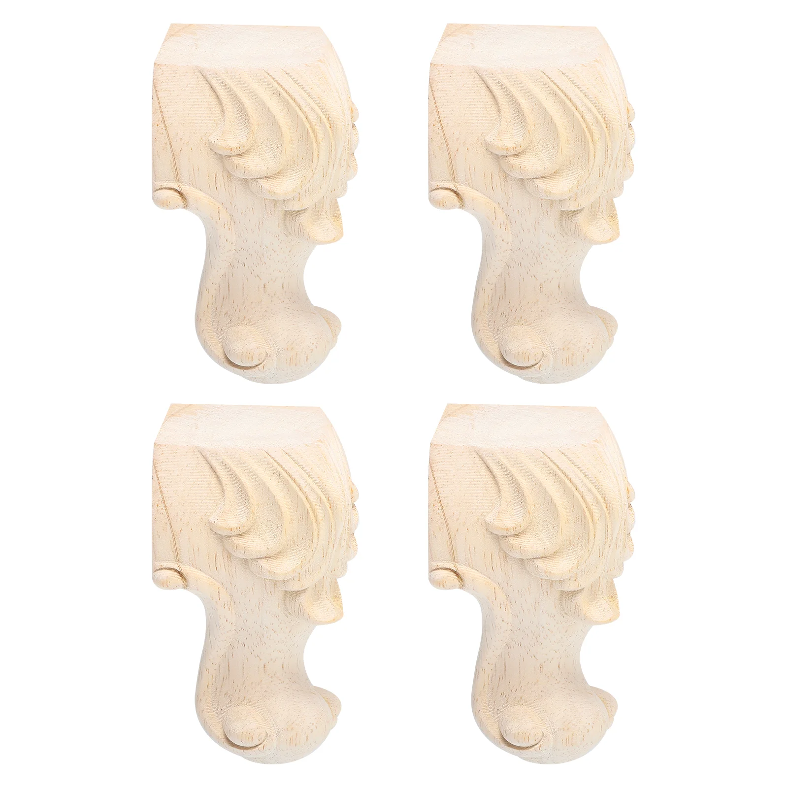 4 Pcs Solid Wood Furniture Legs Carved Roses High Capacity Decorative Feet for Sofa Table Bed Bench End Table Dresser Real Wood