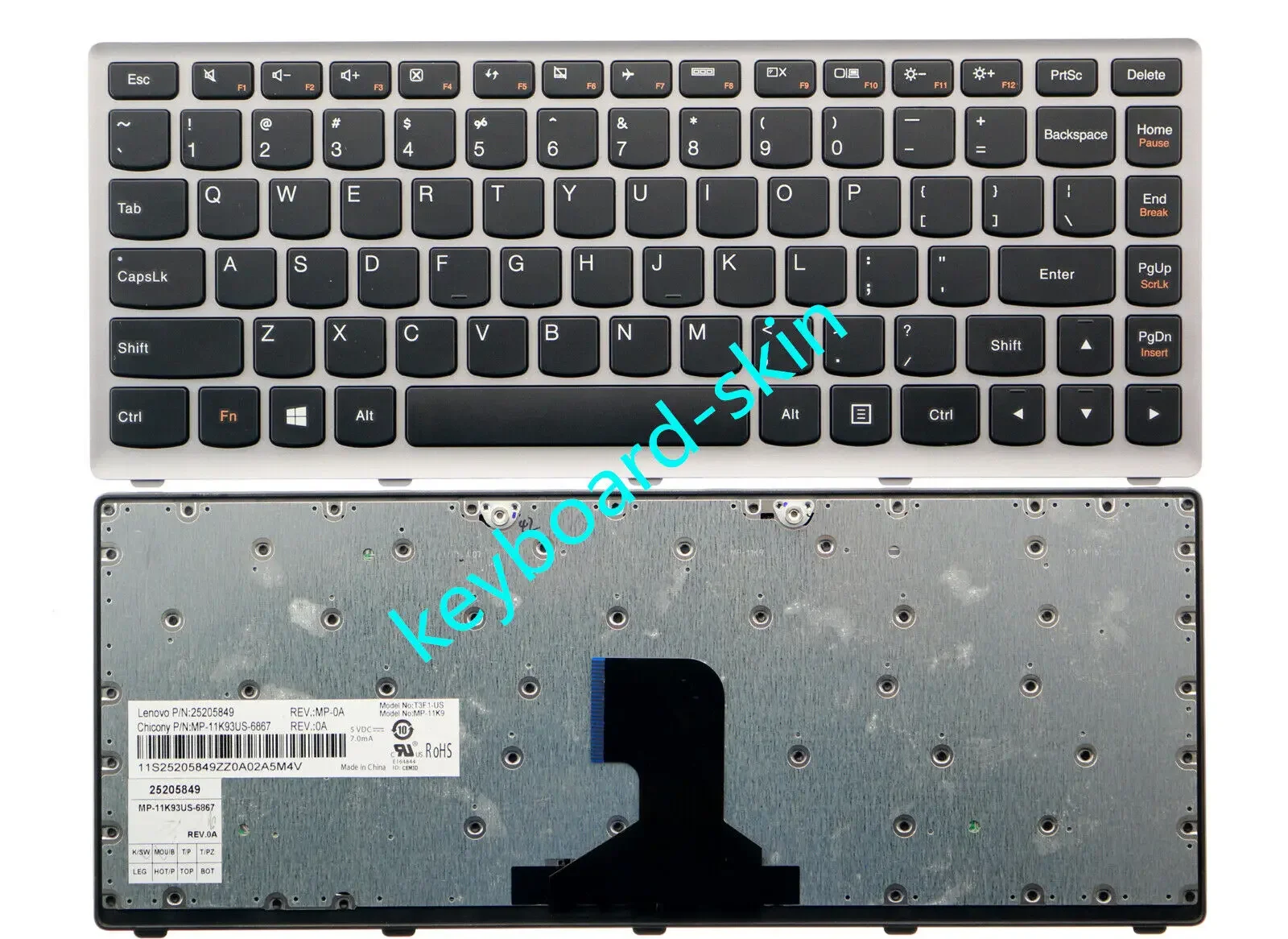 New US Keyboard No-backlit for Lenovo Z400 Z400A Z400T 25205879 V127920LS1 25205909 9Z.N7GSC.R01 25205849 MP-11K93US-6867