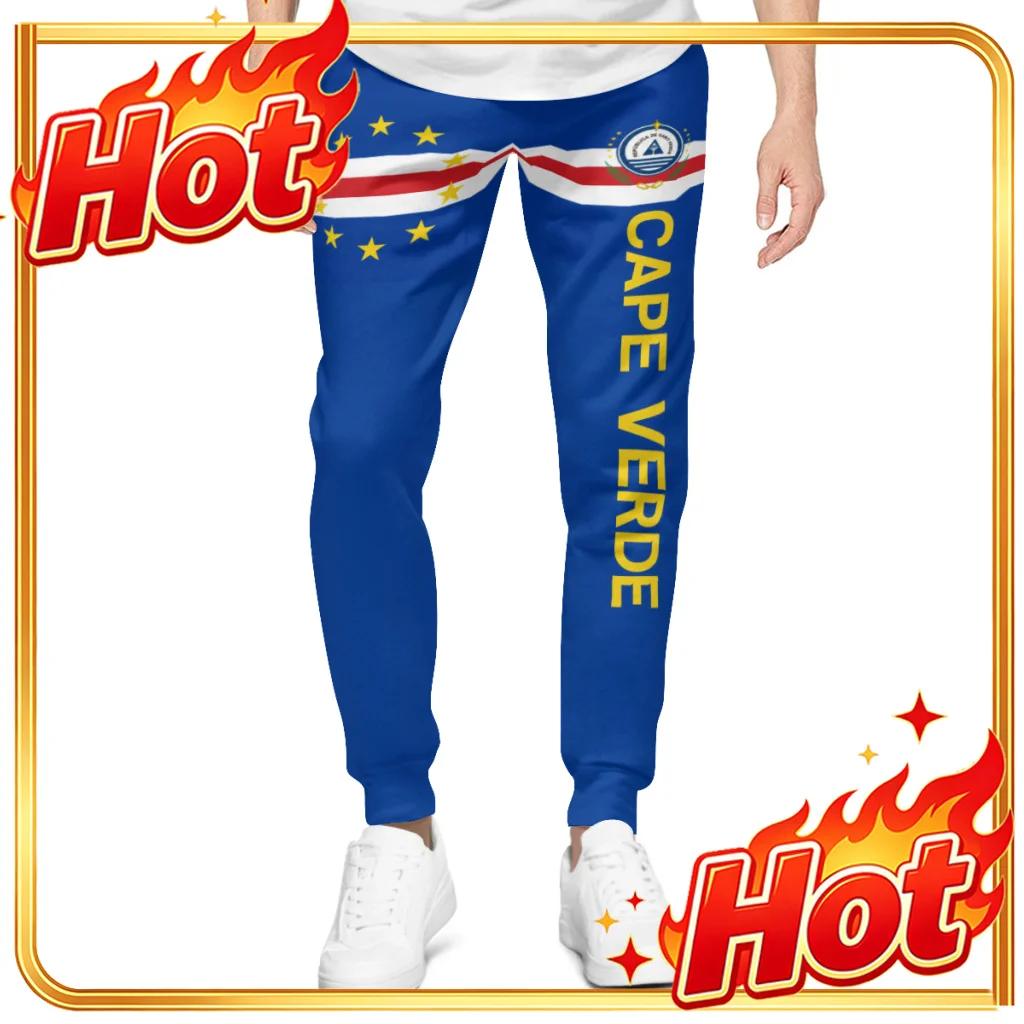 Pantalones Deportivos para Hombre con Bolsillos y Cordón Ajustable, Diseño de la Bandera de Cabo Verde 2025