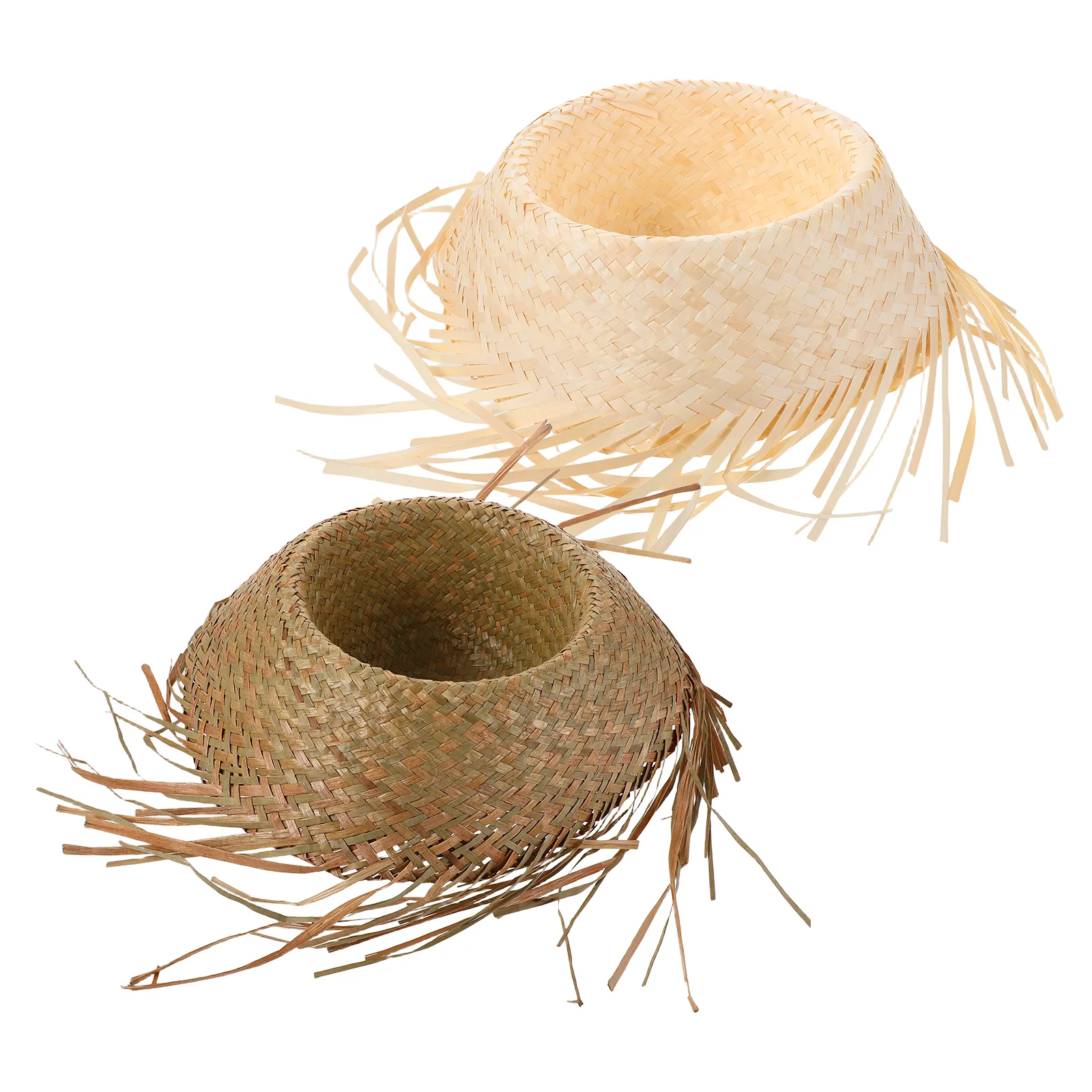 Sombrero de paja hawaiano tejido, sombrero para el sol, tocado de fiesta Tropical, Sombrero mexicano, diademas de Sombrero mexicano para playa de verano, 2 uds.