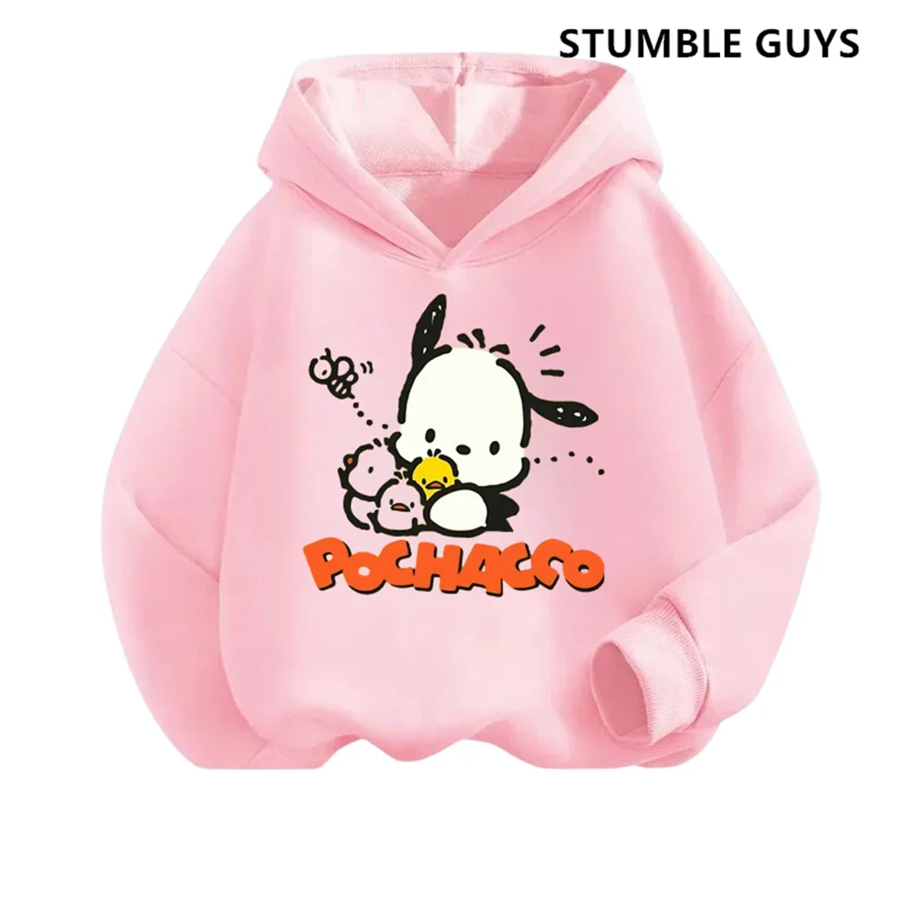 Fahion Pochacco Trucksuit Cartoon Boys and Girls 3-14 Years Old Kawaii Street Casual Sweatshirt Children\'s Sports Hoodie Set