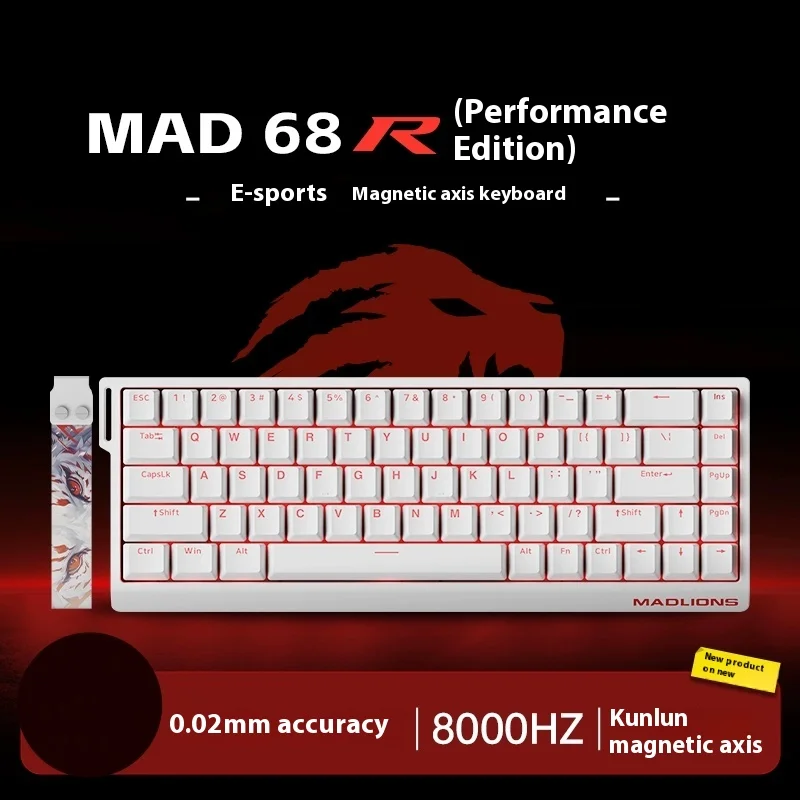 MADLIONS MAD 60/68HE Gaming Magnetic Switch Keyboard Wired Key Return Rt Adjustable Keystroke Hot Swap Man Office Gaming Gifts