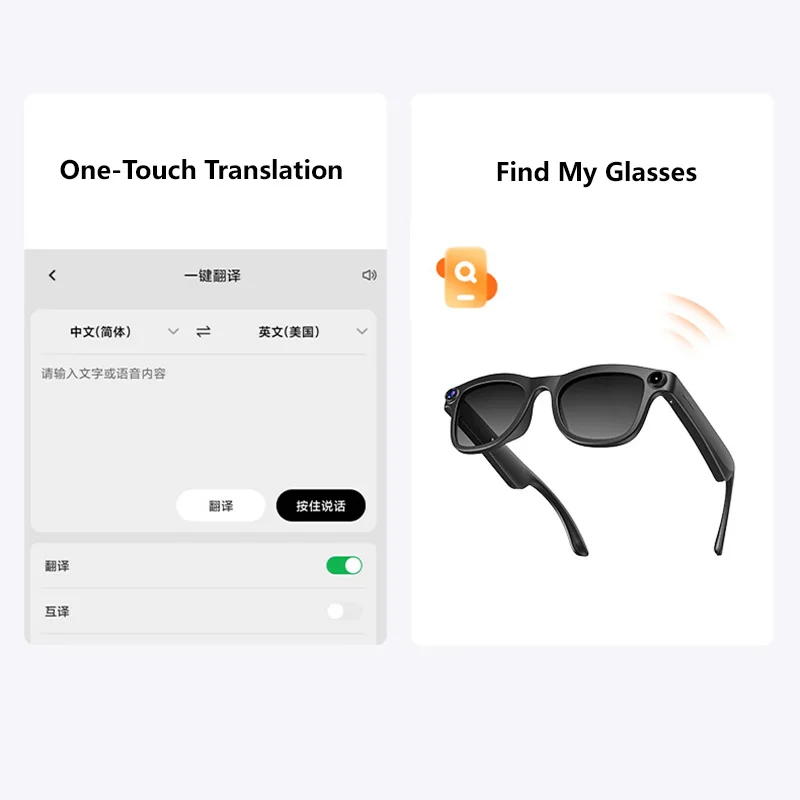 Lenovo Smart-Brille 800W 4K Kamera Musik-Sonnenbrille Kopfhörer Kabelloses Bluetooth-Headset Sprachübersetzungs-Sonnenbrille – Detail 10