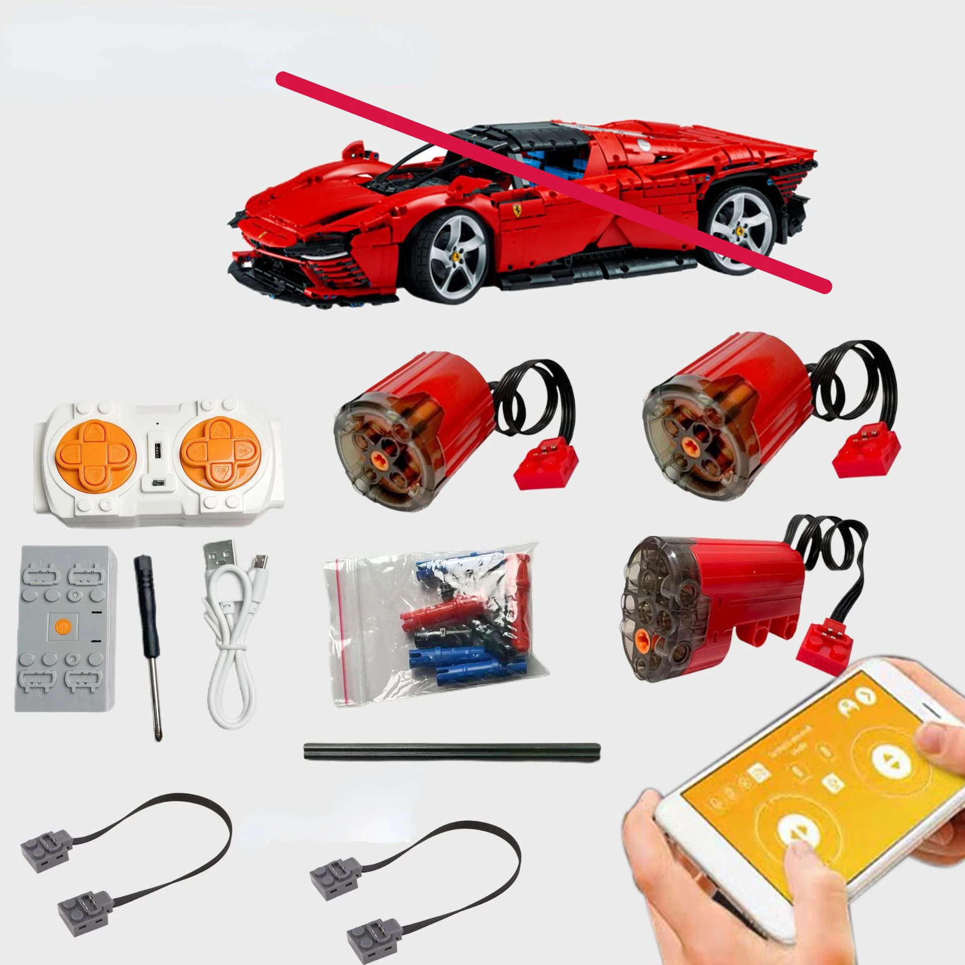 

LED Light Set and APP Control Motor Set For High Tech Super Car RSR Building Blocks Bricks 42096 Toy For Boy No bricks Included