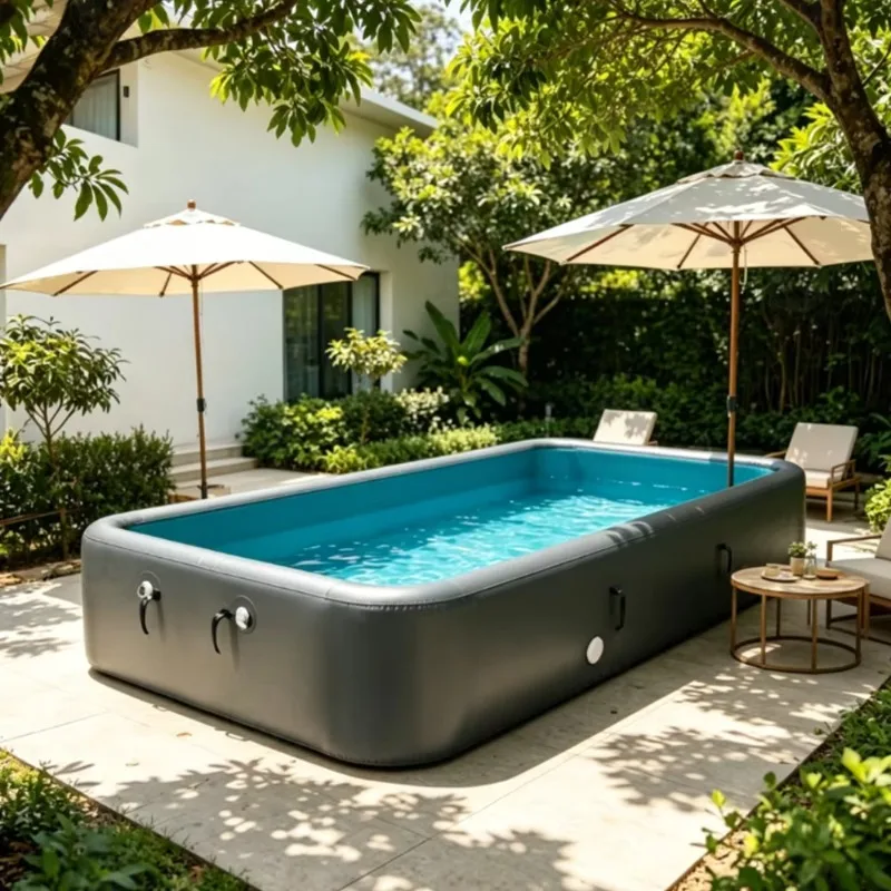 

Drop Stitch Inflatable Pool Inflatable Family Lounge Pool for Outdoor Garden Thick Sturdy Portable Blow up Swimming Pool