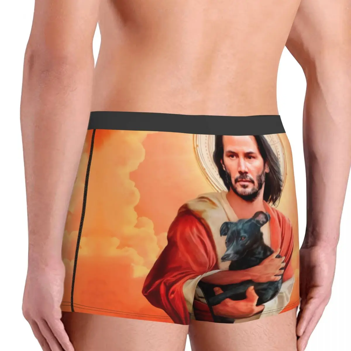 Calzoncillos Bóxer transpirables para hombre, ropa interior personalizada, a la moda, con estampado de Jesús Saint Meme Keanu Reeves