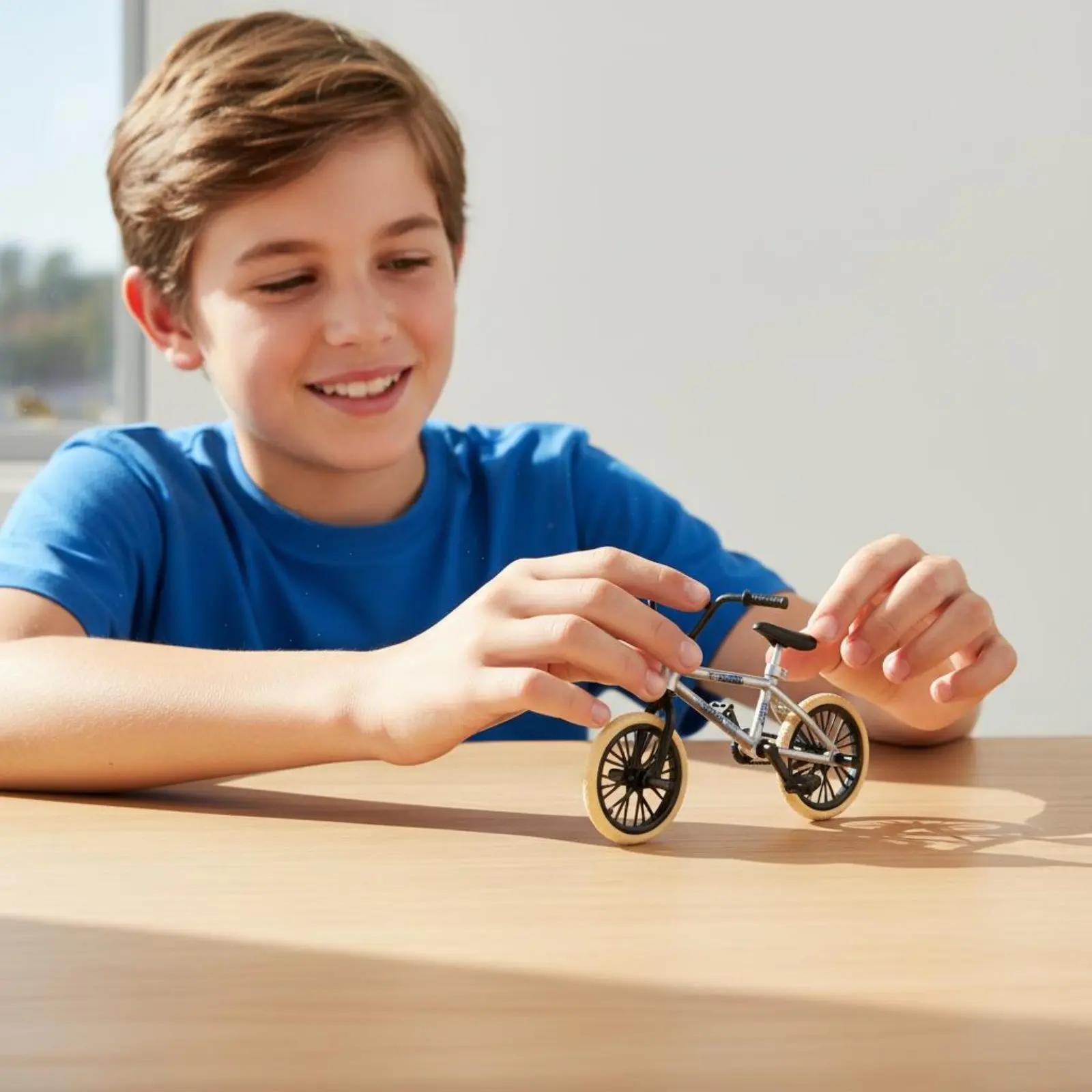 Alloy Cycle Model Realistic Design Alloy Finger Bike Pocket-Sized Finger Bike for Kids, Collectors, Party Favors, Desk Silver
