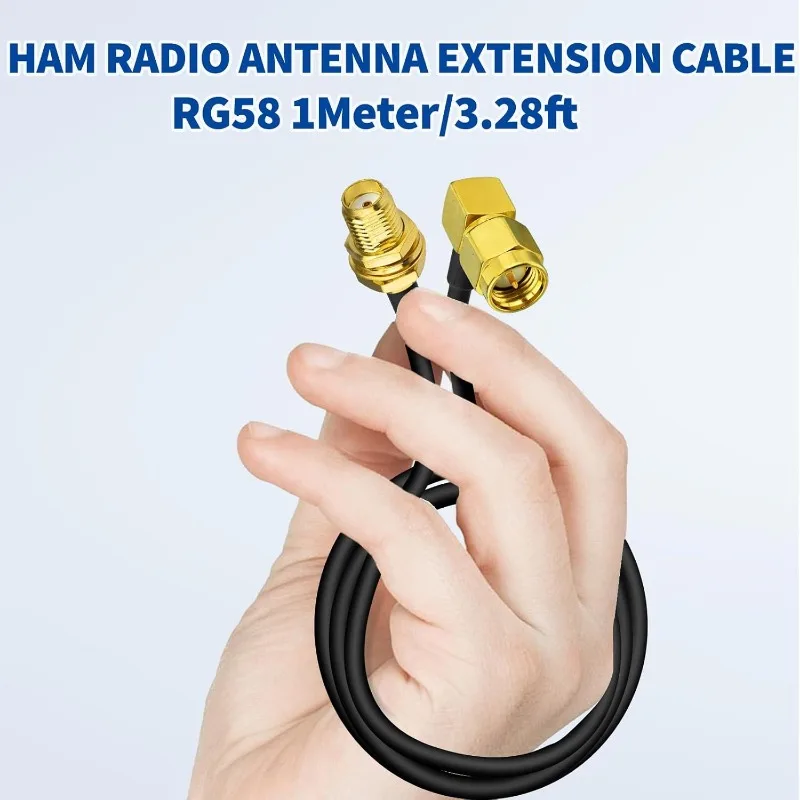 Cable de reubicación de extensión de antena de Radio Ham de 1m, Cable Coaxial SMA macho de ángulo recto a hembra RG58 para Kenwood BaoFeng Icom Yaesu