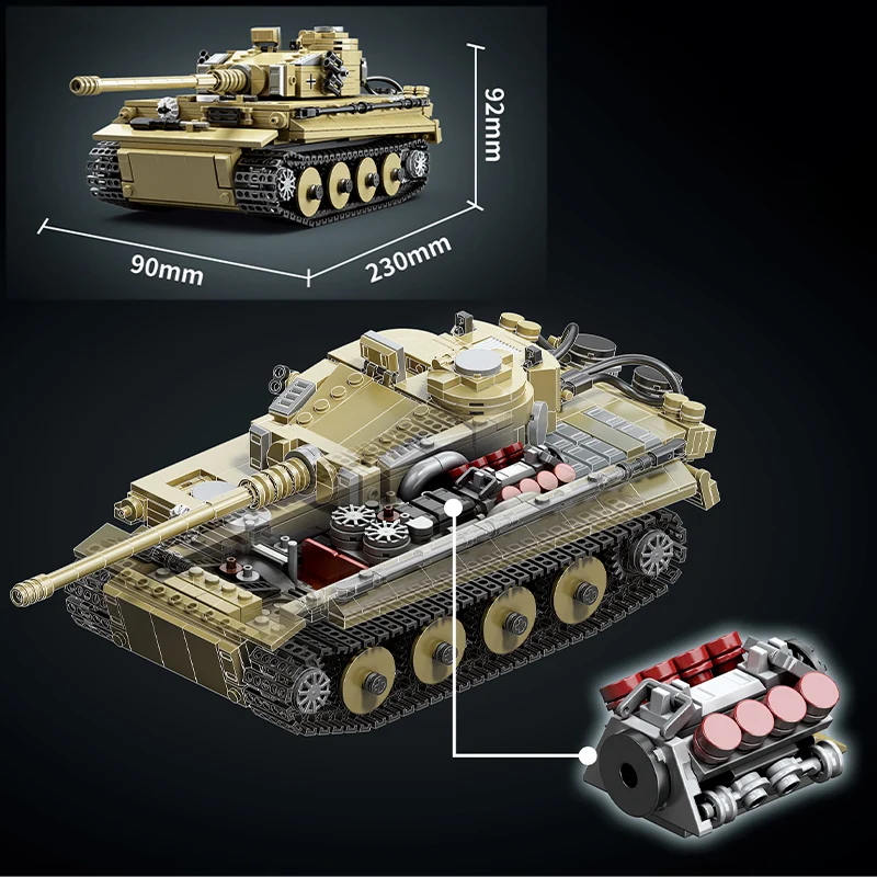 Militär WW2 1000 + Stücke Tiger Schwere Tank Modell Bausteine Technische Leopard II Kampfpanzer Ziegel Spielzeug Für Kinder geschenk