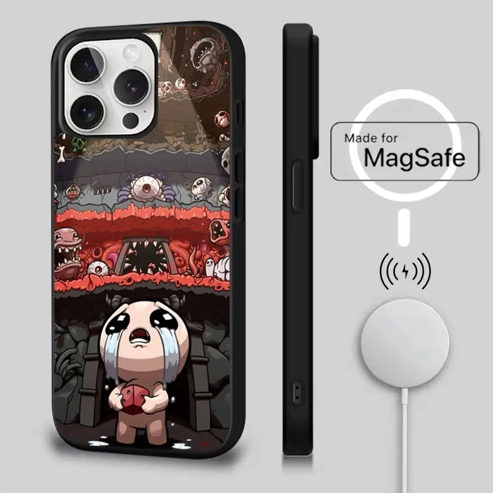 Etui na telefon z motywem The Binding of Isaac dla iPhone 17, 16, 15, 14, 13, 12, 11, Pro, Max, Plus, Mini, SE4, E, magnetyczne, kompatybilne z bezprzewodowym ładowaniem Magsafe
