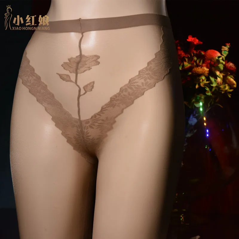 Patterned Pantyhose Ultra-thin Invisible Fully Transparent One-line Crotch Sexy Buttocks Tights Toe Jacquard Nude Color