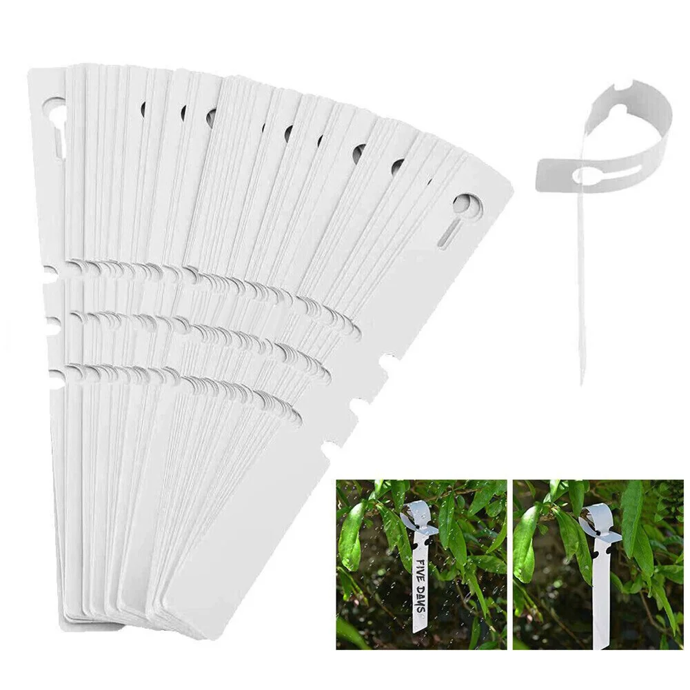 200pcs Plant Labels Gardening Label White Flower Ring Set Waterproof Signs Flexible PVC Plastic Garden Tag Nursey Plant Marker