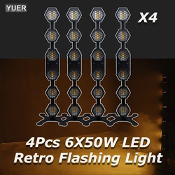 4PCS/Lot 6x50W RGB LED Retro Flash Light With Auxiliary Blacklight DMX512 DJ Sound Party Music Dance Club DJ Disco Stage Effect