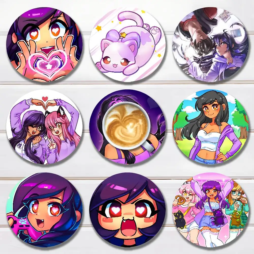 

Cute A-Aphmau Wooden Coasters 10cm Round Cosplay Fans Collect Friends Gifts