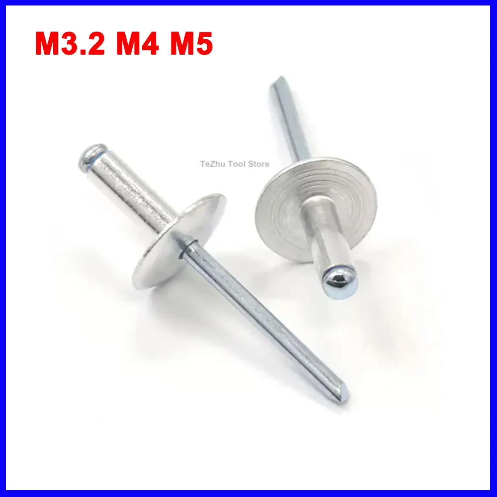 3.2 M4 M5 Aluminium Large Flange Head Blind Rivets Pull Decoration Pop Nail Aluminum Rivet