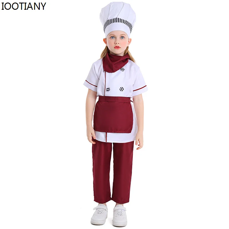 

Children Western Pastry Chef Cosplay Costume Children's Day Cake Chef Performance Outfit Halloween Carnival Party Stage Dress Up