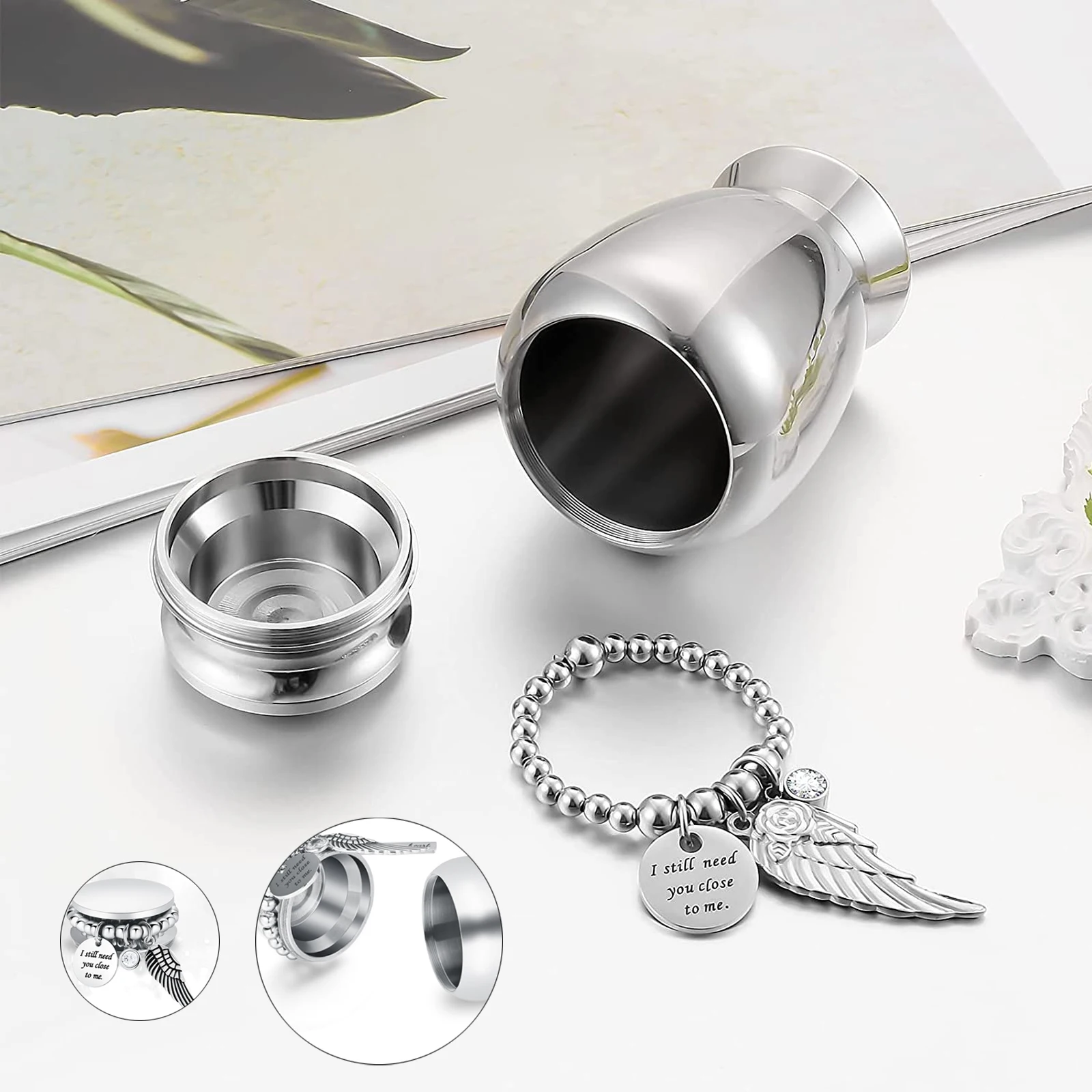 Waterproof Cremation Urn Stainless Steel Use Screw Lid keep Ashes Dry Memorial Gift For Family Pet/Human Ashes Holder Jewelry