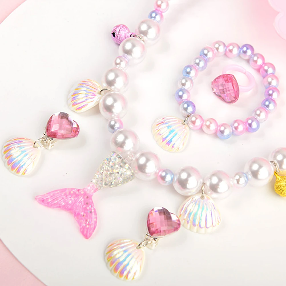 

5 in Mermaid Pearl Necklace Bracelet Baby Necklaces Girls Party Jewelry Bracelets Favor